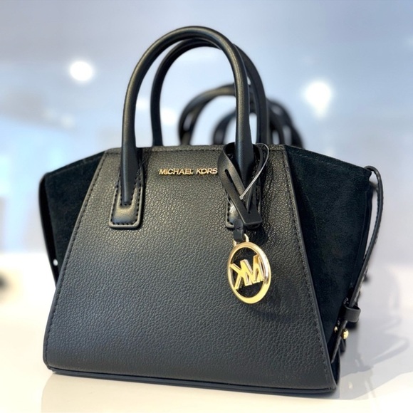 Michael Kors Avril Extra-Small Leather and Suede Satchel Bag Black Multi - Picture 5 of 9